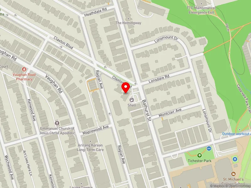 RentSafeTO apartment evaluation map view of 3 CLAXTON BLVD in Toronto-St. Paul's, Toronto