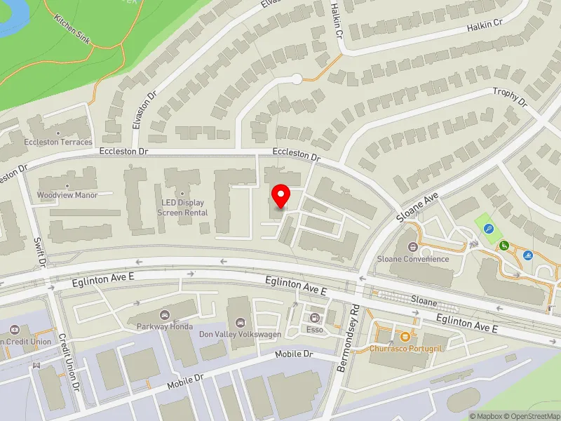 RentSafeTO apartment evaluation map view of 3 ECCLESTON DR in Don Valley East, Toronto