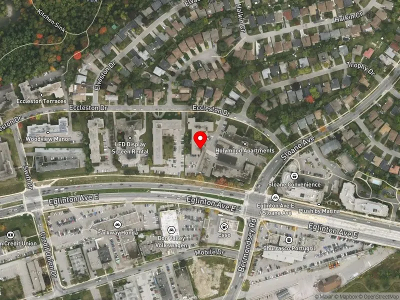 RentSafeTO apartment evaluation satellite view of 3 ECCLESTON DR in Don Valley East, Toronto