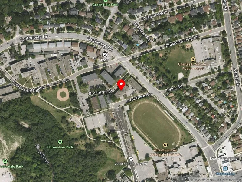 RentSafeTO apartment evaluation satellite view of 3 GREENTREE CRT in York South-Weston, Toronto