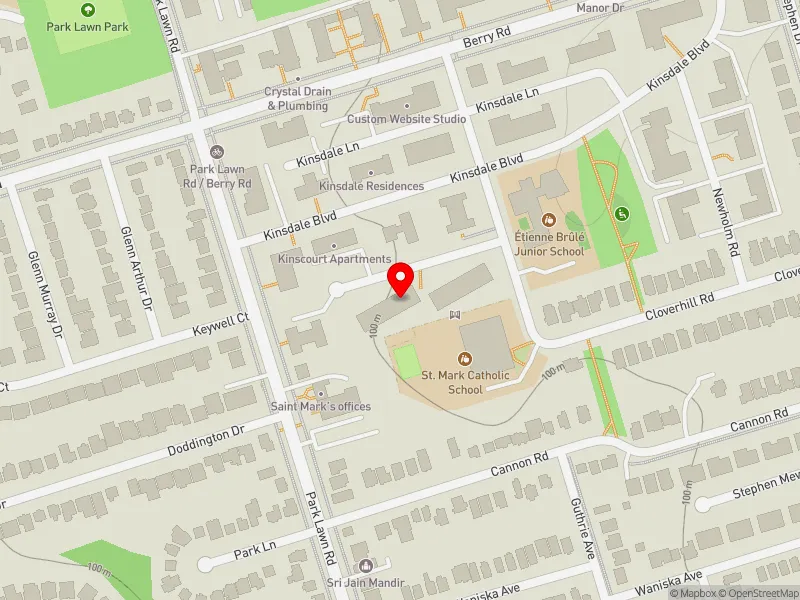 RentSafeTO apartment evaluation map view of 3 HEATHERDALE RD in Etobicoke-Lakeshore, Toronto