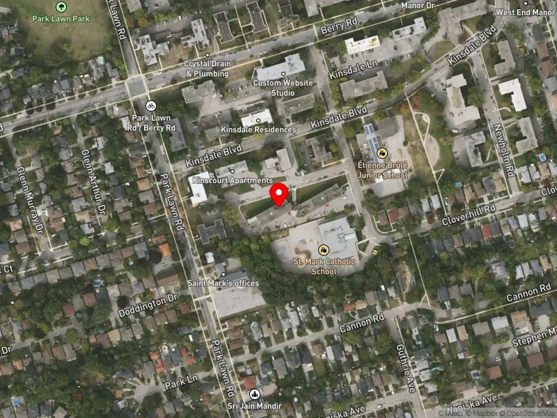 RentSafeTO apartment evaluation satellite view of 3 HEATHERDALE RD in Etobicoke-Lakeshore, Toronto