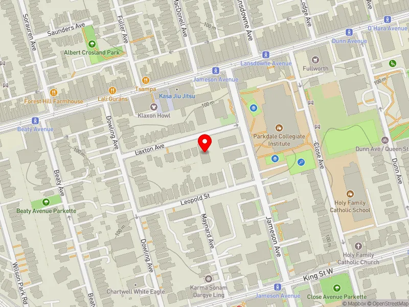 RentSafeTO apartment evaluation map view of 3 LAXTON AVE in Parkdale-High Park, Toronto