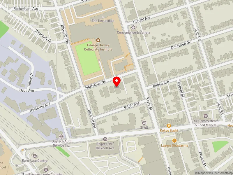 RentSafeTO apartment evaluation map view of 3 NASHVILLE AVE in York South-Weston, Toronto