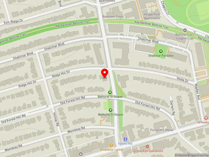 RentSafeTO apartment evaluation map view of 3 RIDGE HILL DR in Eglinton-Lawrence, Toronto