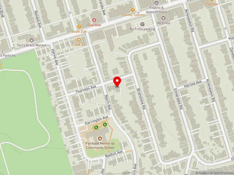 RentSafeTO apartment evaluation map view of 3 THORNTON AVE in Davenport, Toronto