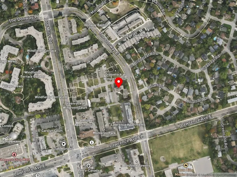 RentSafeTO apartment evaluation satellite view of 3 WINGREEN CRT in Don Valley East, Toronto