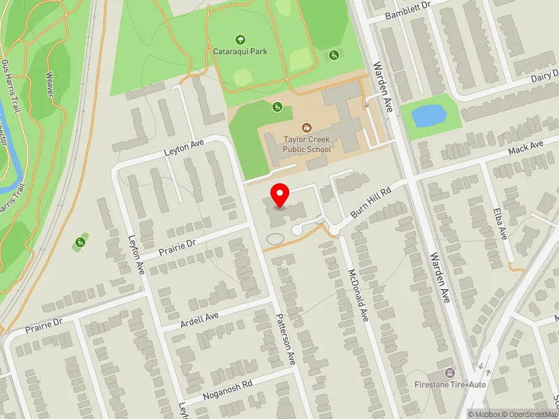 RentSafeTO apartment evaluation map view of 30 BURN HILL RD in Scarborough Southwest, Toronto