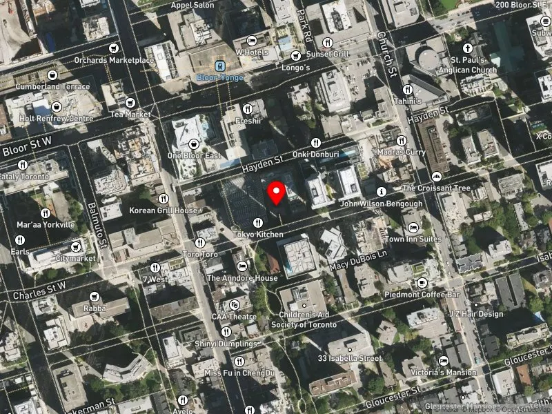 RentSafeTO apartment evaluation satellite view of 30 CHARLES ST E in University-Rosedale, Toronto