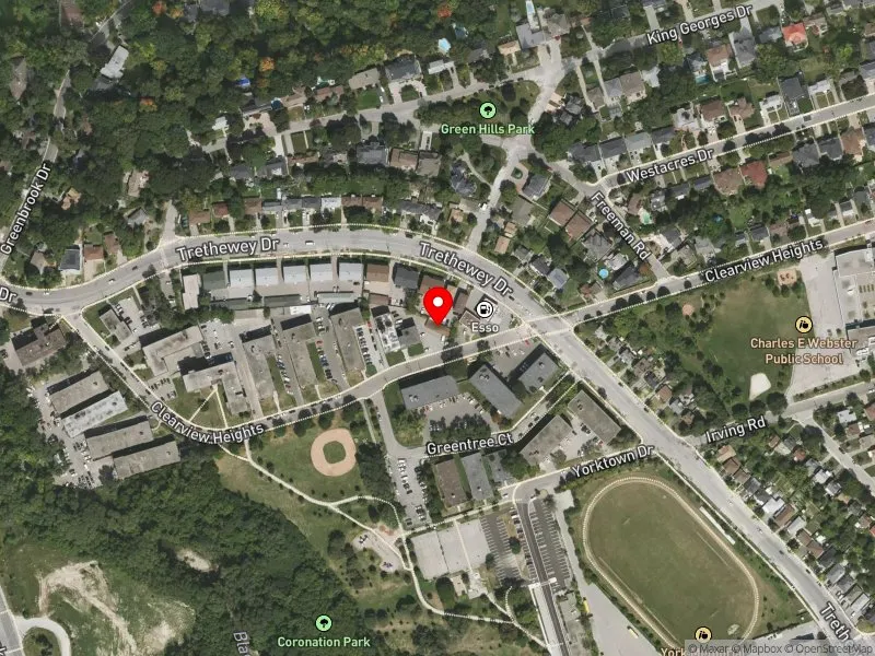 RentSafeTO apartment evaluation satellite view of 30 CLEARVIEW HTS in York South-Weston, Toronto