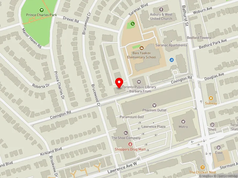 RentSafeTO apartment evaluation map view of 30 COVINGTON RD in Eglinton-Lawrence, Toronto