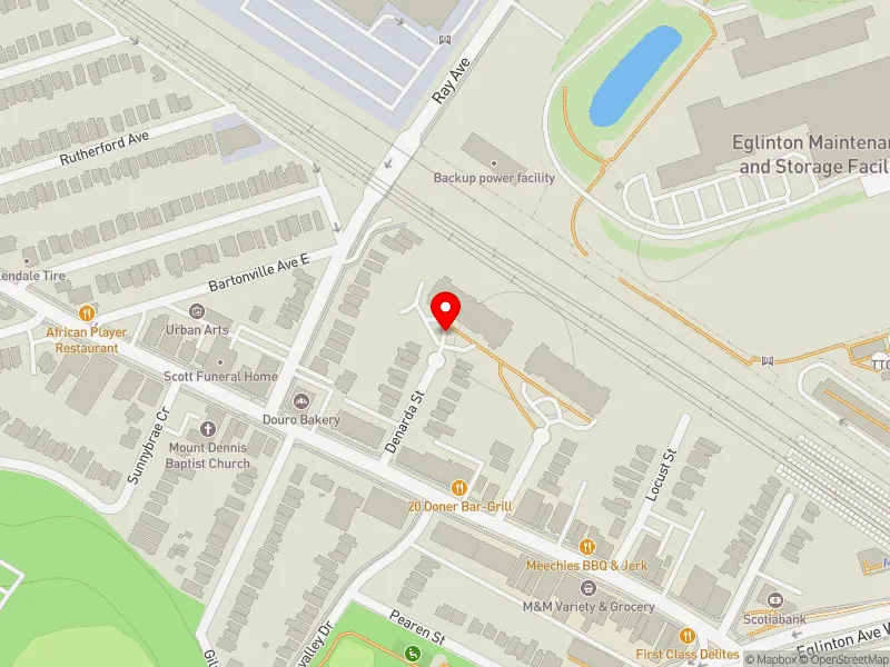 RentSafeTO apartment evaluation map view of 30 DENARDA ST in York South-Weston, Toronto