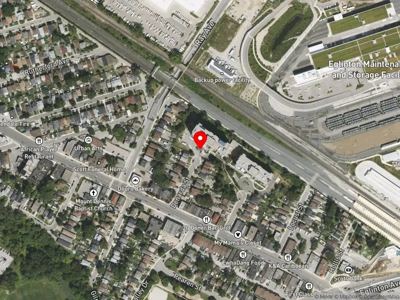 RentSafeTO apartment evaluation satellite view of 30 DENARDA ST in York South-Weston, Toronto