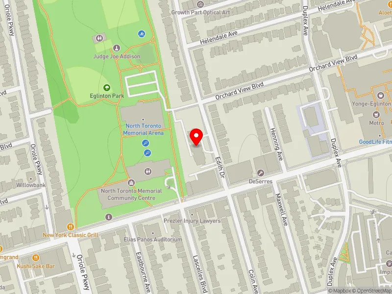 RentSafeTO apartment evaluation map view of 30 EDITH DR in Eglinton-Lawrence, Toronto