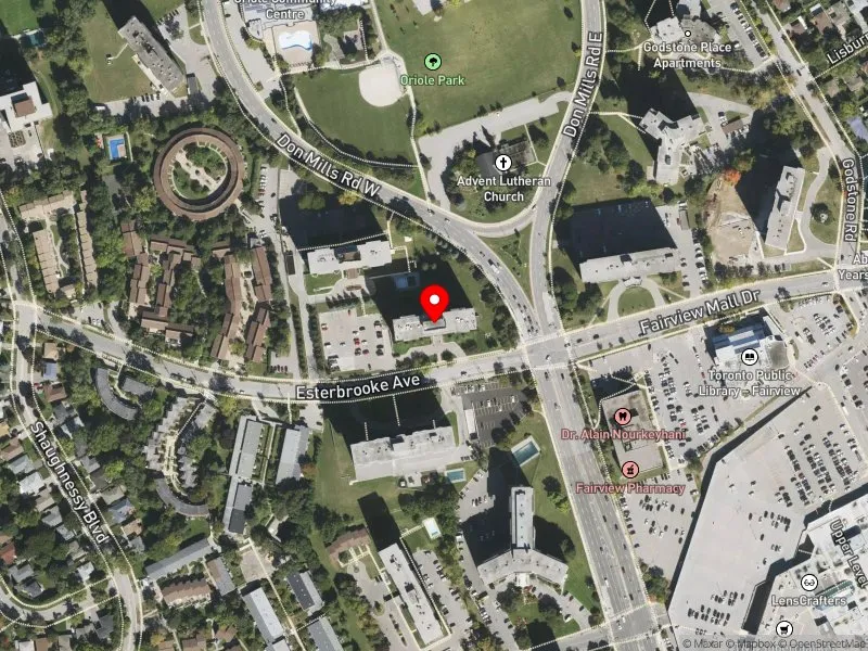 RentSafeTO apartment evaluation satellite view of 30 ESTERBROOKE AVE in Don Valley North, Toronto