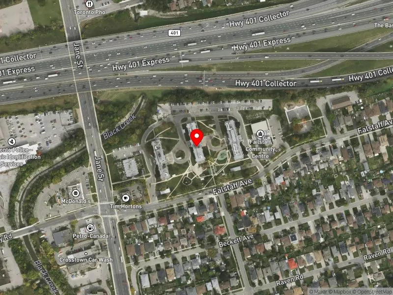 RentSafeTO apartment evaluation satellite view of 30 FALSTAFF AVE in York South-Weston, Toronto