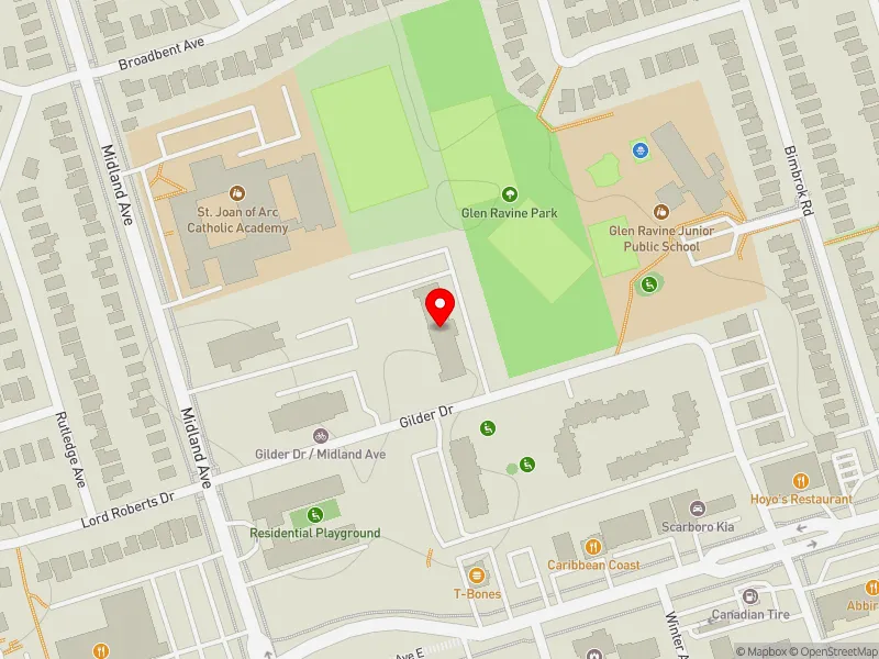RentSafeTO apartment evaluation map view of 30 GILDER DR in Scarborough Centre, Toronto