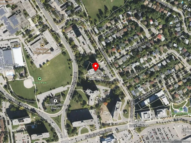 RentSafeTO apartment evaluation satellite view of 30 GODSTONE RD in Don Valley North, Toronto
