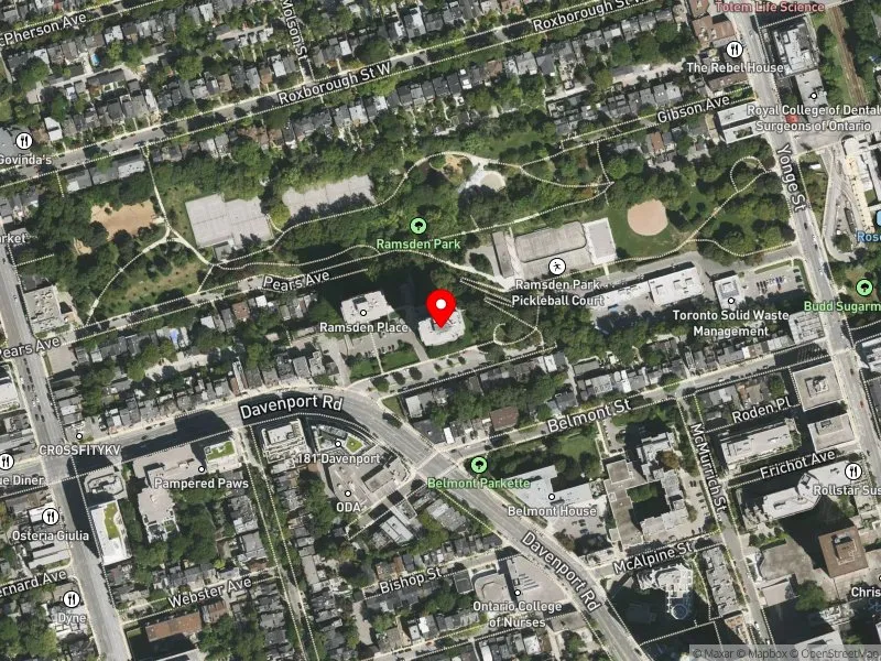 RentSafeTO apartment evaluation satellite view of 30 HILLSBORO AVE in University-Rosedale, Toronto