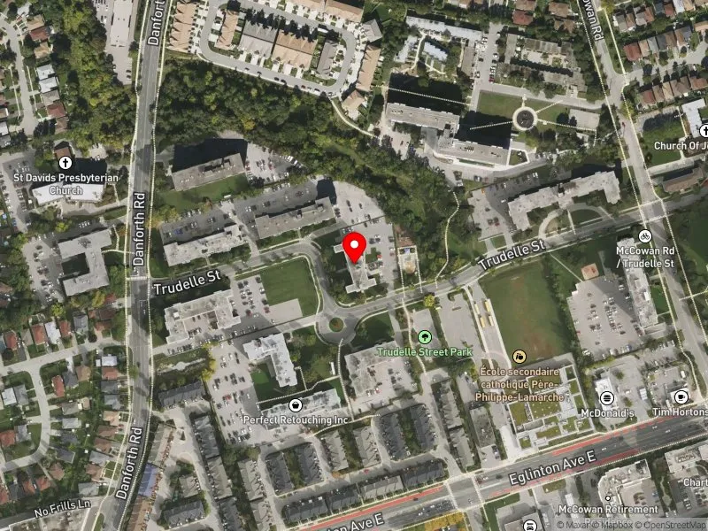 RentSafeTO apartment evaluation satellite view of 30 TRUDELLE ST in Scarborough Centre, Toronto