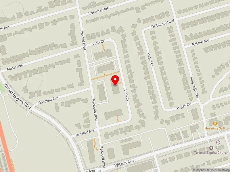 RentSafeTO apartment evaluation map view of 30 VINCI CRES in York Centre, Toronto