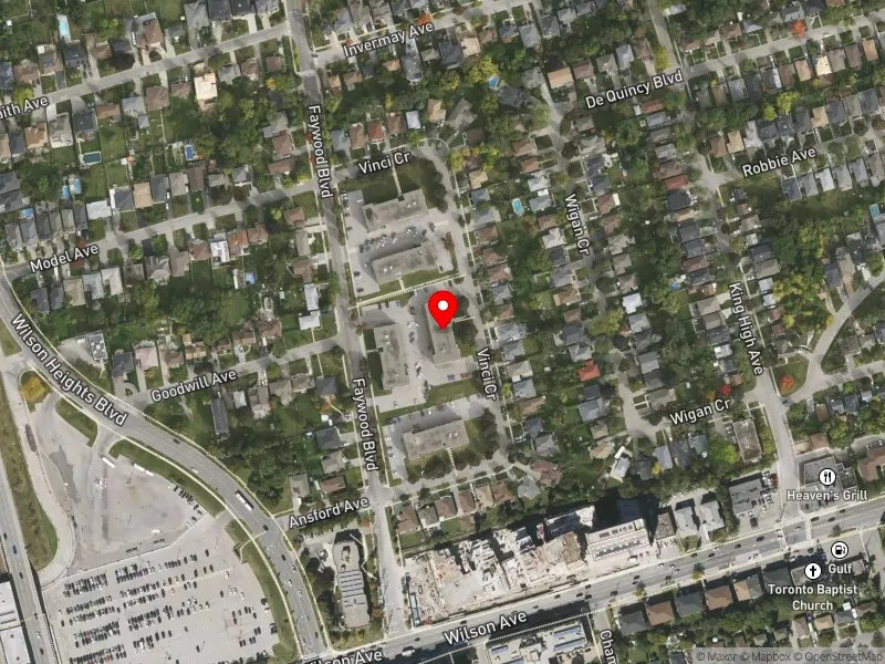 RentSafeTO apartment evaluation satellite view of 30 VINCI CRES in York Centre, Toronto