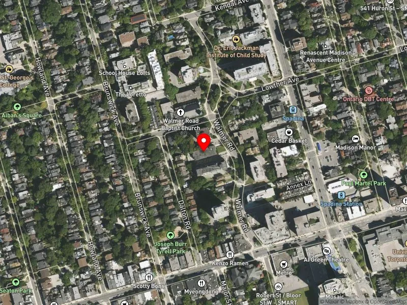RentSafeTO apartment evaluation satellite view of 30 WALMER RD in University-Rosedale, Toronto