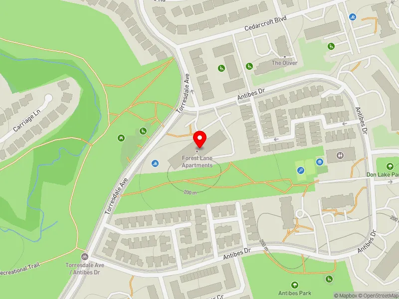 RentSafeTO apartment evaluation map view of 300 ANTIBES DR in York Centre, Toronto
