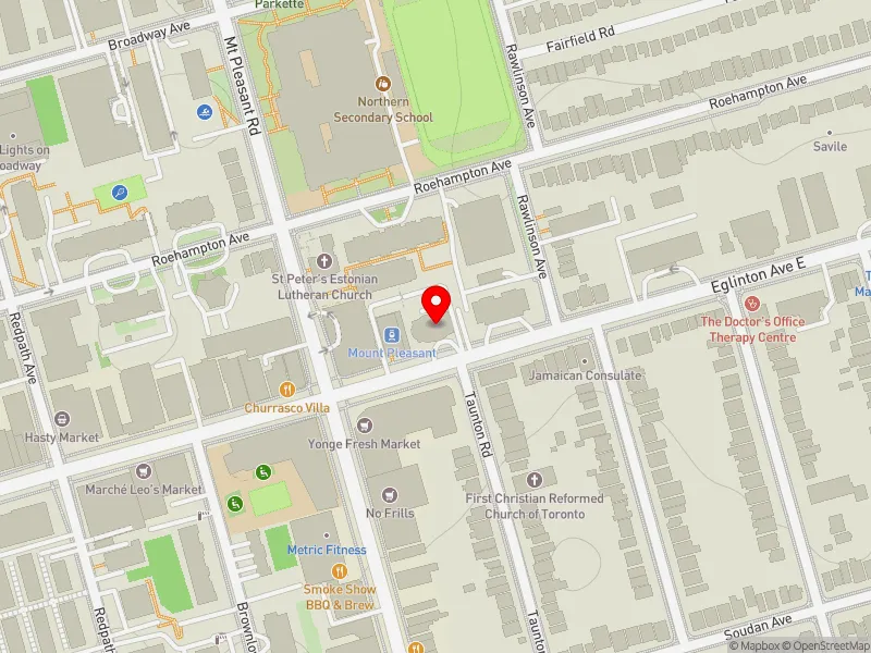 RentSafeTO apartment evaluation map view of 300 EGLINTON AVE E in Don Valley West, Toronto