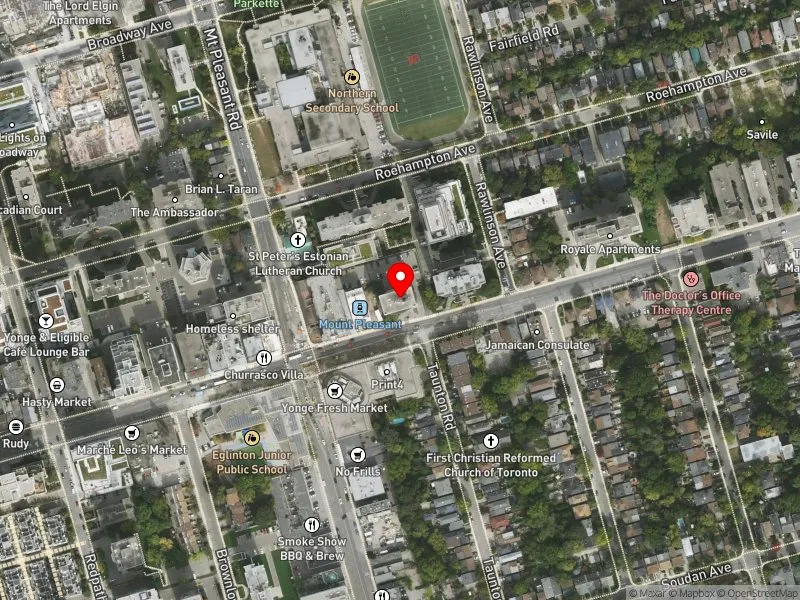 RentSafeTO apartment evaluation satellite view of 300 EGLINTON AVE E in Don Valley West, Toronto