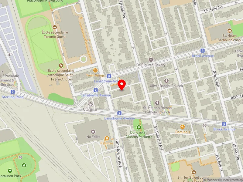 RentSafeTO apartment evaluation map view of 301 LANSDOWNE AVE in Davenport, Toronto