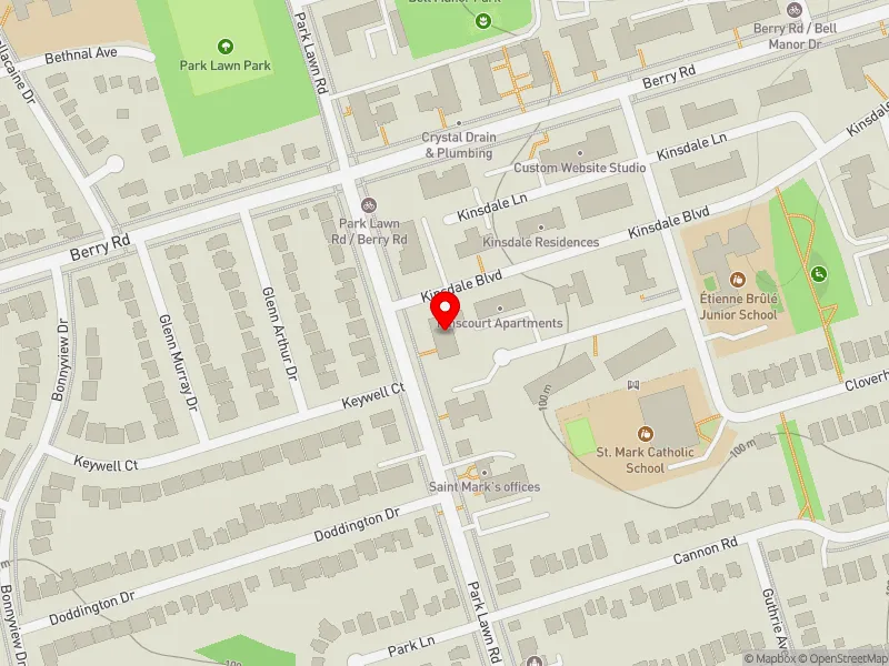 RentSafeTO apartment evaluation map view of 301 PARK LAWN RD in Etobicoke-Lakeshore, Toronto