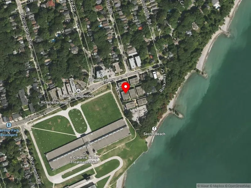 RentSafeTO apartment evaluation satellite view of 3015 QUEEN ST E in Scarborough Southwest, Toronto