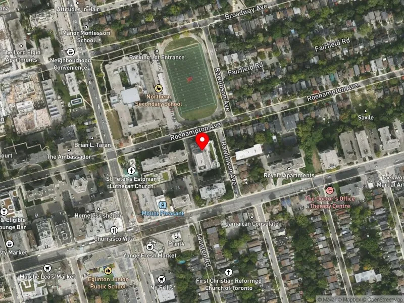 RentSafeTO apartment evaluation satellite view of 305 ROEHAMPTON AVE in Don Valley West, Toronto