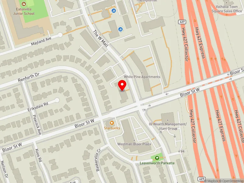 RentSafeTO apartment evaluation map view of 306 THE WEST MALL in Etobicoke Centre, Toronto