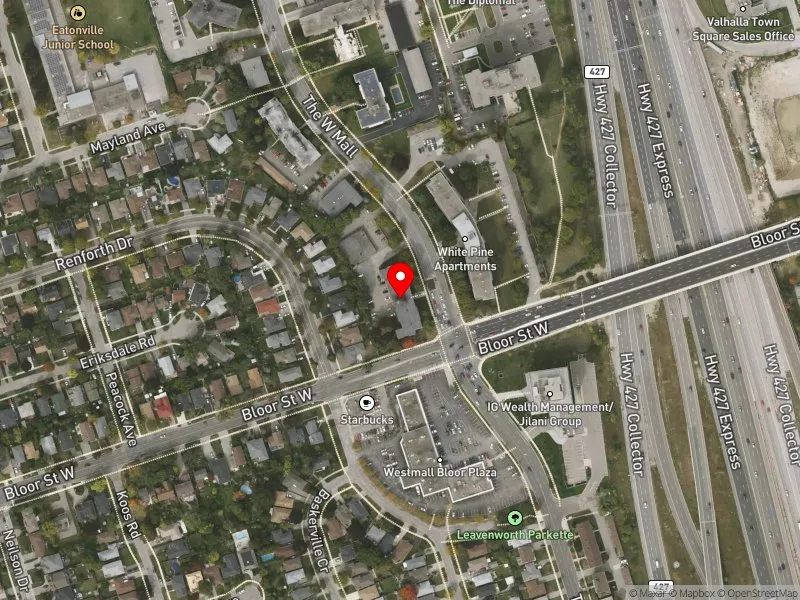 RentSafeTO apartment evaluation satellite view of 306 THE WEST MALL in Etobicoke Centre, Toronto