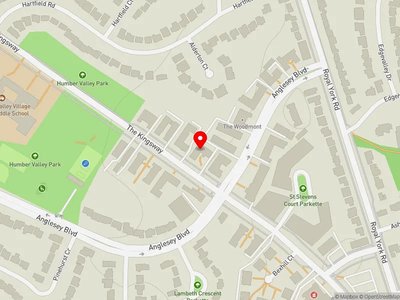 RentSafeTO apartment evaluation map view of 307 THE KINGSWAY in Etobicoke Centre, Toronto