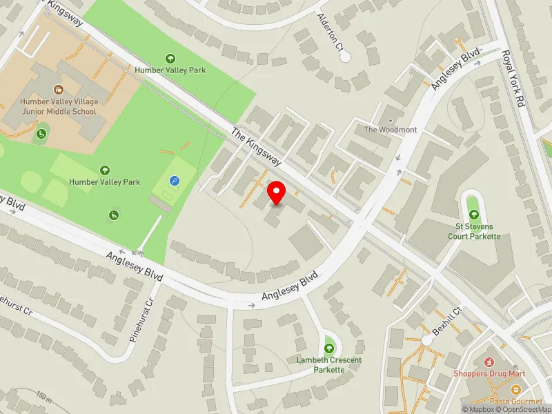 RentSafeTO apartment evaluation map view of 308 THE KINGSWAY in Etobicoke Centre, Toronto