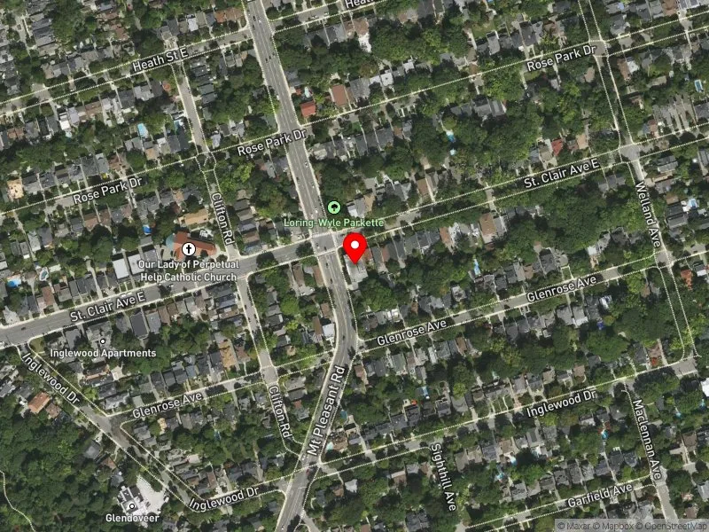 RentSafeTO apartment evaluation satellite view of 309 MOUNT PLEASANT RD in University-Rosedale, Toronto