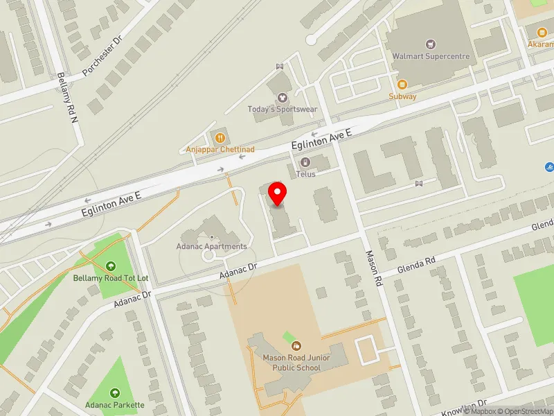 RentSafeTO apartment evaluation map view of 3091 EGLINTON AVE E in Scarborough Southwest, Toronto