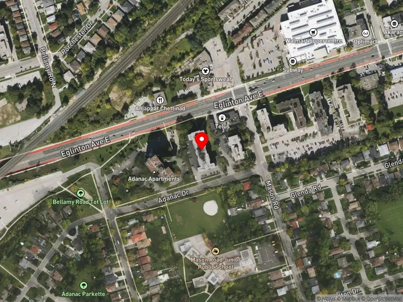 RentSafeTO apartment evaluation satellite view of 3091 EGLINTON AVE E in Scarborough Southwest, Toronto