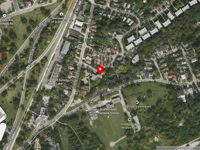 RentSafeTO apartment evaluation satellite view of 31-33 GLEN EVEREST RD in Scarborough Southwest, Toronto