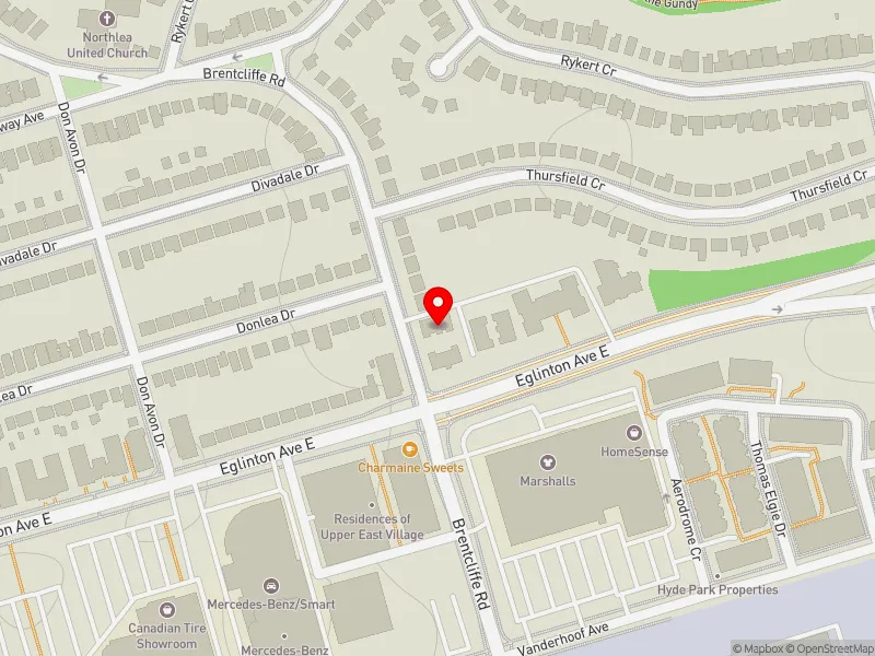 RentSafeTO apartment evaluation map view of 31 BRENTCLIFFE RD in Don Valley West, Toronto