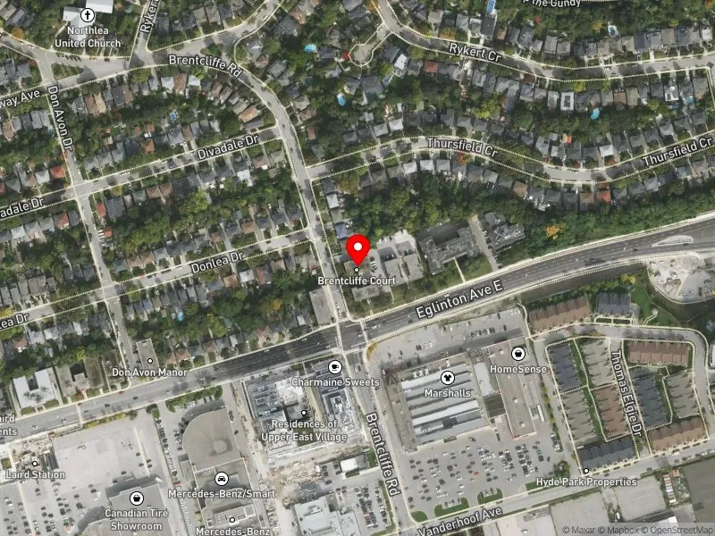 RentSafeTO apartment evaluation satellite view of 31 BRENTCLIFFE RD in Don Valley West, Toronto