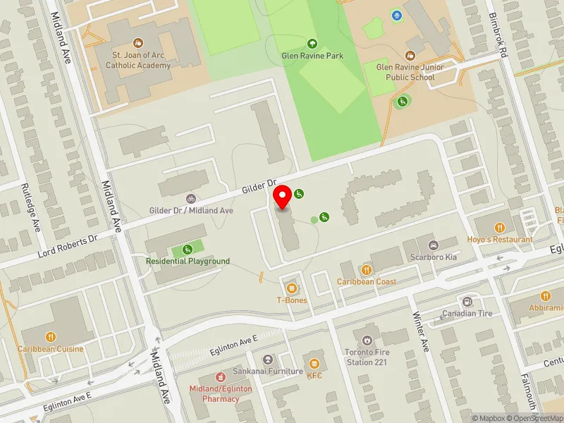 RentSafeTO apartment evaluation map view of 31 GILDER DR in Scarborough Centre, Toronto