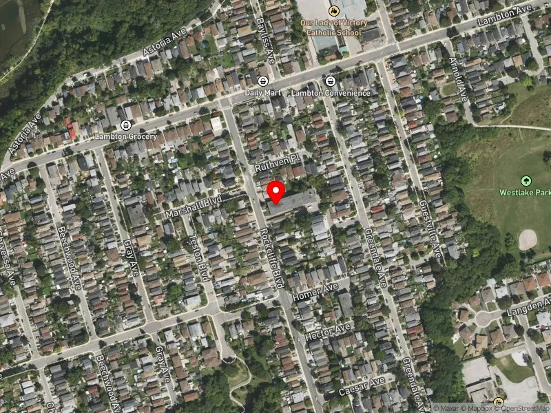 RentSafeTO apartment evaluation satellite view of 31 ROCKCLIFFE BLVD in York South-Weston, Toronto