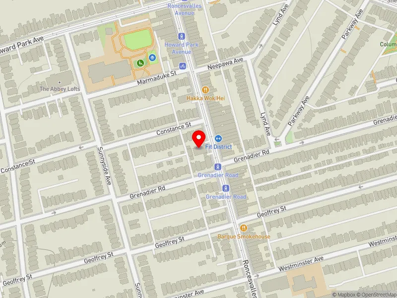 RentSafeTO apartment evaluation map view of 310 RONCESVALLES AVE in Parkdale-High Park, Toronto