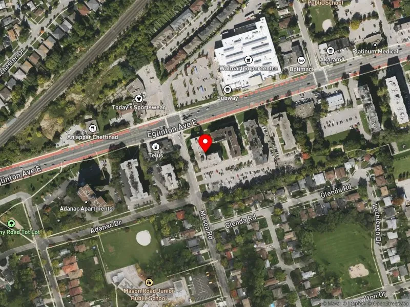 RentSafeTO apartment evaluation satellite view of 3101 EGLINTON AVE E in Scarborough Southwest, Toronto