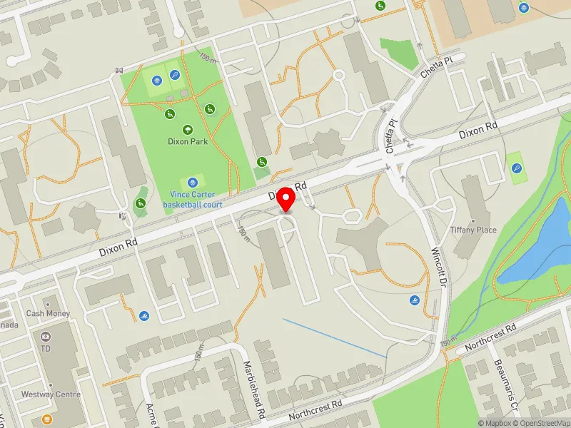 RentSafeTO apartment evaluation map view of 311 DIXON RD in Etobicoke Centre, Toronto