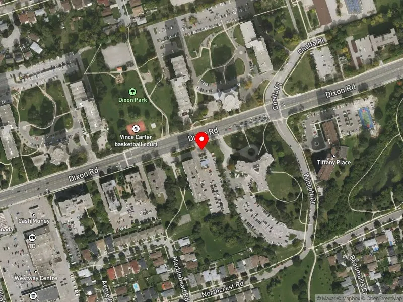 RentSafeTO apartment evaluation satellite view of 311 DIXON RD in Etobicoke Centre, Toronto